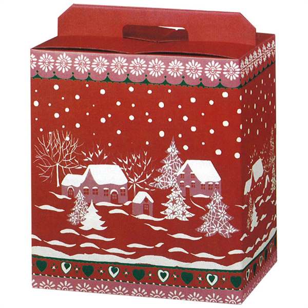 Kerstdoos "Snow" 33x25x35cm Red (per stuk)