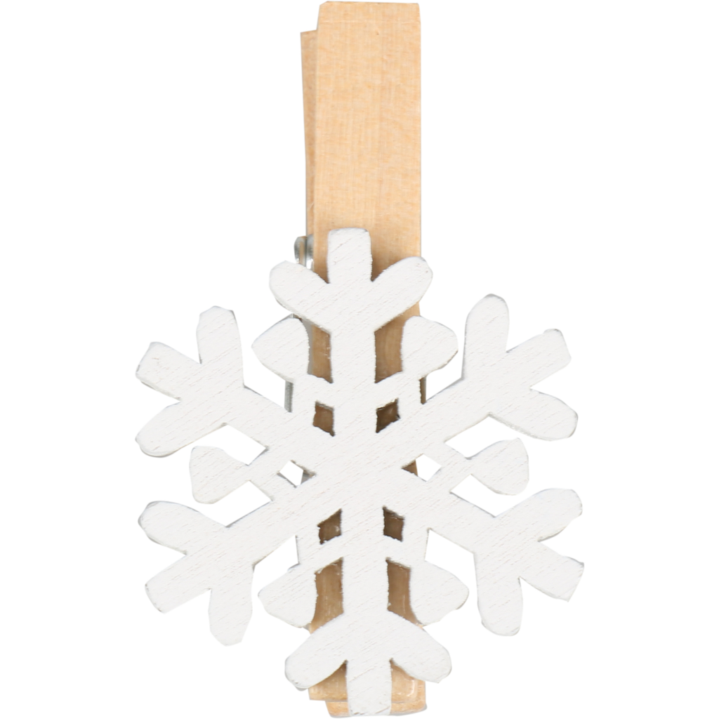 Knijper IJskristal 3x3cm Hout Wit (36st/pak)