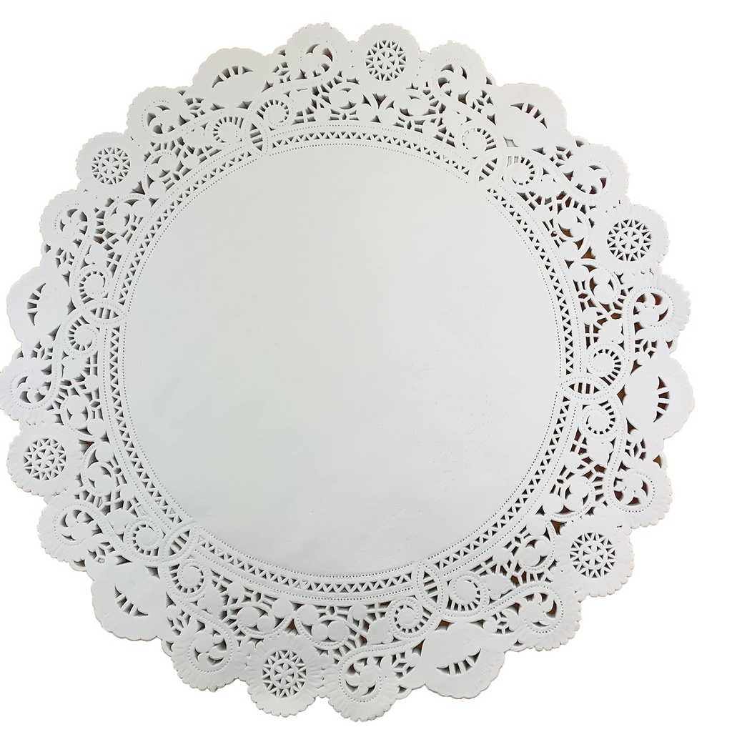 Doilies, Round lace White 16" 250st