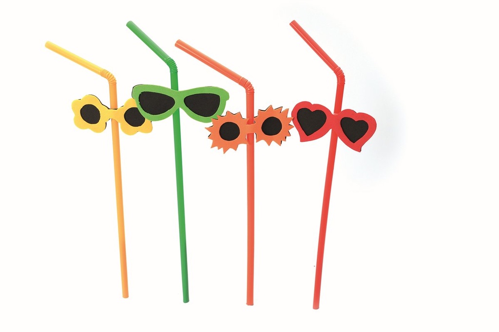 Buigrietje / Flex Straw met Zonnebril 100st/pk