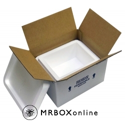 Styrofoam Shipping Cooler Kit..Kit includes: 2-piece foam cooler (8x6x7") & carton box White / per stuk