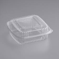 Hinge Tray Earth Choice 8" Clear PLA 1-conp. 7.5x7.5x3"  200/cs