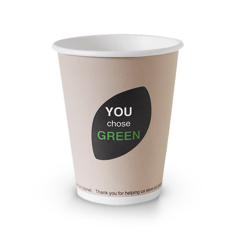 Cup Biodegradible paper / PLA 8oz"You Chose Green" (20x40st/doos 800st) 8OZ
