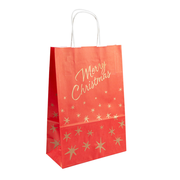 SOS Bags with handles "Merry Christmas" 26+14x32cm Rood (250st/doos)