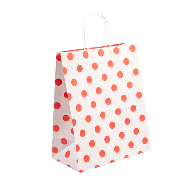 SOS Bags with Handles Red Polka Dots 26+14x32cm Cellulose (250st/pak)