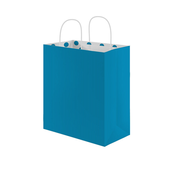 SOS Bag / Papieren Draagtas met handles 20+10x29cm Polka Dots Turquoise (250st/doos)