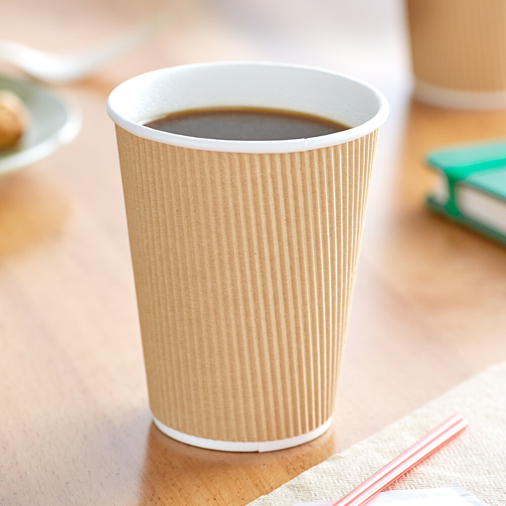 Hot Cup 12oz Coffee Ripple Natural(500/cs)