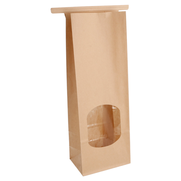 Self-sealing bag with Window 9+6x25cm Natural Kraft (50st/pak)
