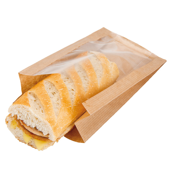 Bags with Window "Pack Delicatessen" 16x11+5x21cm Natural Kraft (100st/pak)