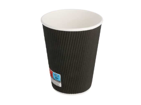 Hot Cup 12oz Coffee Ripple Black(25pcs/pack)
