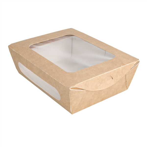 Salad boxes with window 700ml 16x12x5cm Kraft (50st/pak)