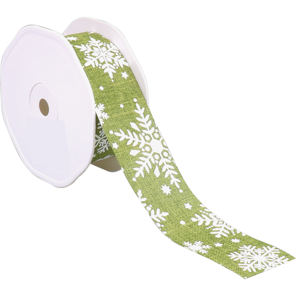 Lint Natural Sneeuwvlok Groen 38mm x 15mtr