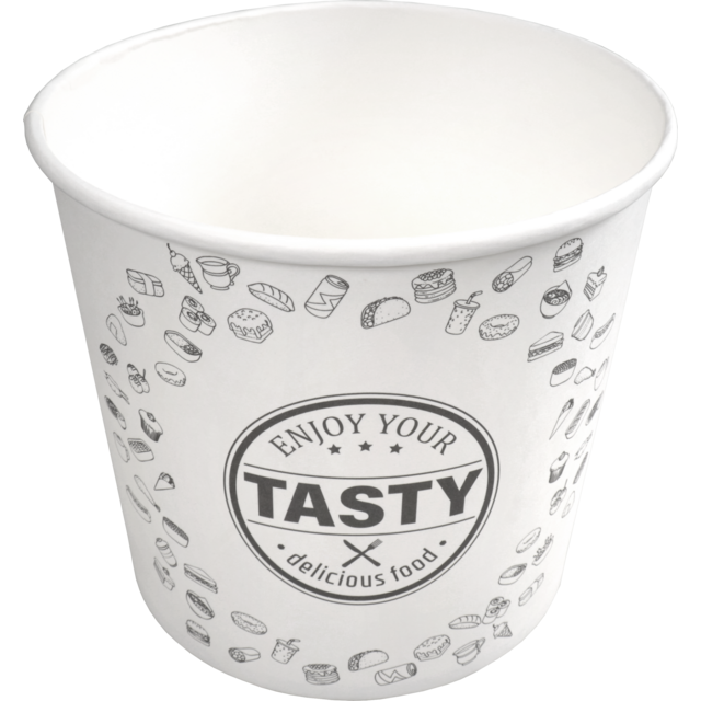 TASTY foodbucket 85oz / 2.15L wit karton + deksel (25st/krimp)