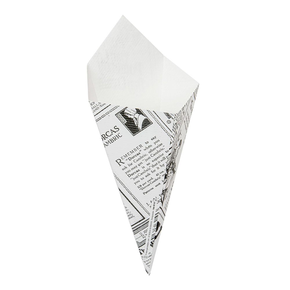 Fries Cones with flaps / Karton puntzak The Pack Times 12,8x21,7cm White (200st/pak)