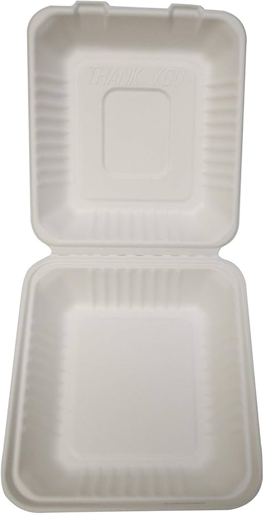 Dart Molded fiber/Bagasse medium Tray 1-comp clam 8x8x3"  300/cs