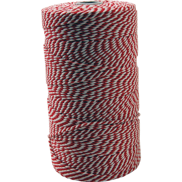 Katoen koord rood/wit 16 spoel 500gr 640mtr (per stuk)