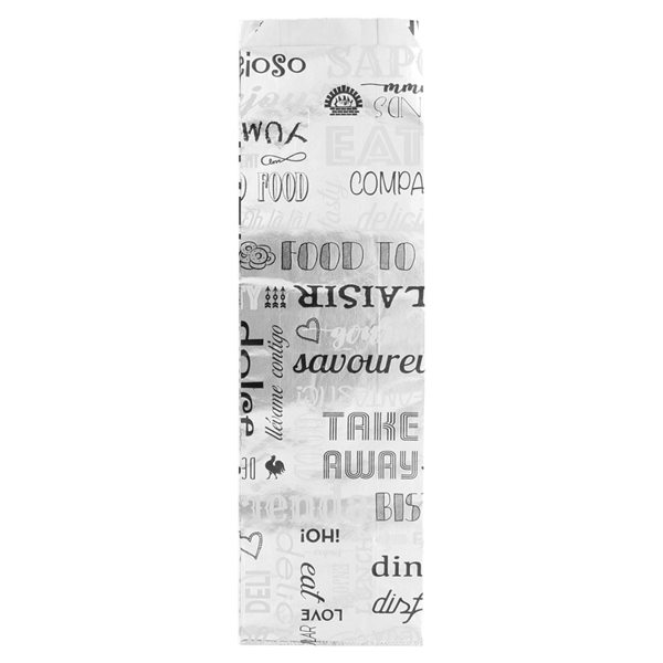 Bags for Baguette or Hot Dog "Parole" 9+4x30cm Silver Parchment + Aluminium (500st/pak)
