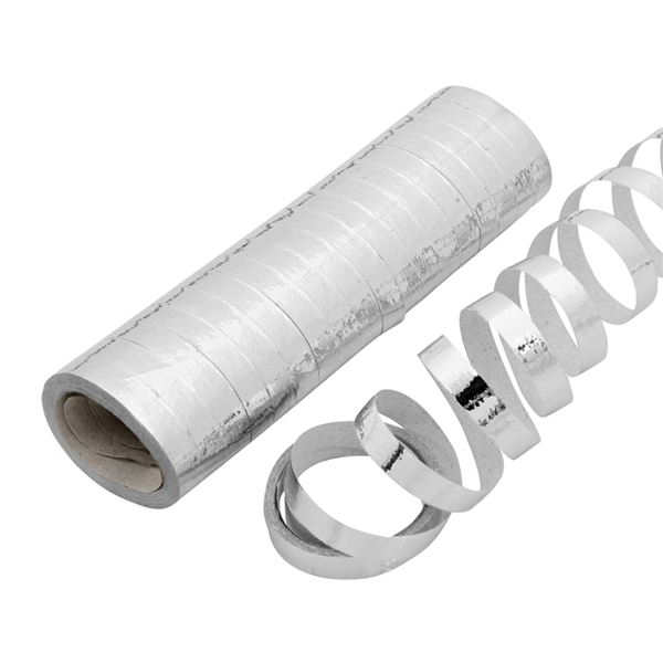 2x18 Streamers/serpetines 7mm x 4m Silver Paper (per stuk)