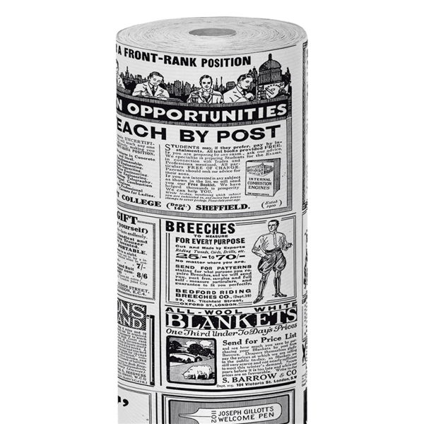 Gift Paper 'Times' 70cm x 100mtr White Ribbed (per rol)