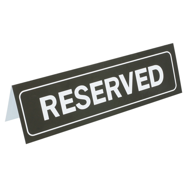 Table Sign "reserved" 18x5,5cm Black PVC (per stuk)