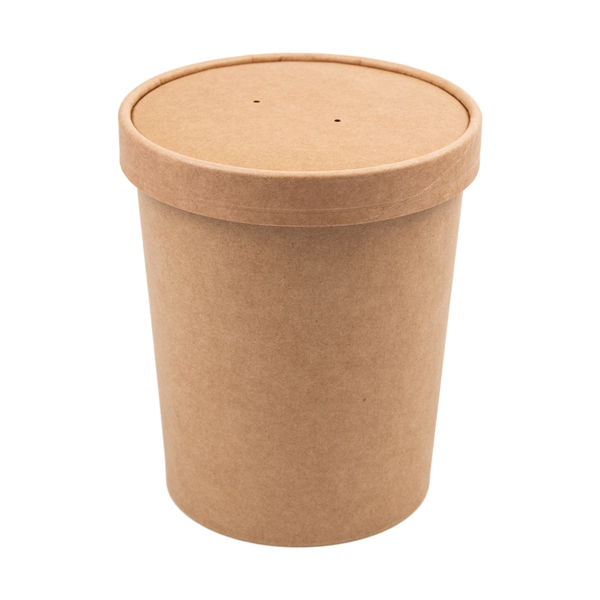 Food/Soup Containers + Lids 960ml Diam. 11,7 x 13,5cm Natural Kraft (25st/pak)