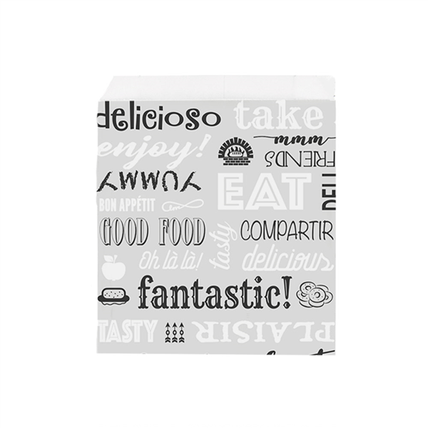 2-sides open Greaseproof paper "Parole" Silver 16x16,5cm (500st/pak)
