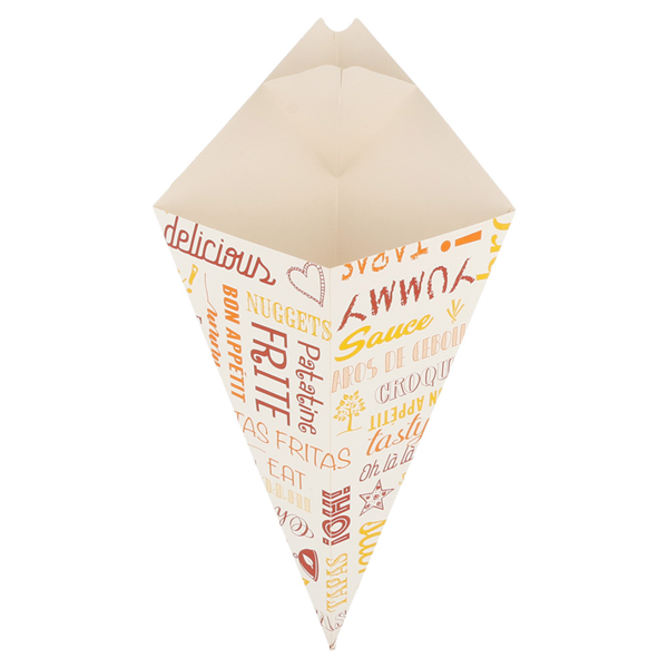 Fries cones with flaps 16x27cm white cardboard (200st/pak)