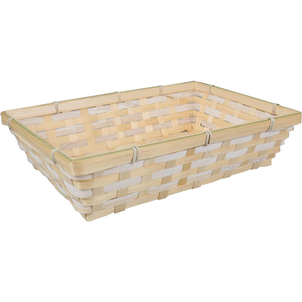 Mand rechthoekig 34x24x8cm Naturel/Wit Bamboe (per stuk)