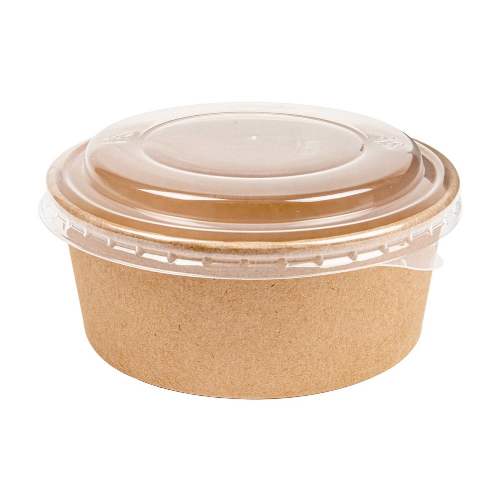 Combo Salad Bowls/Pots +PET lids 750ml Natural Kraft (25st/pak)