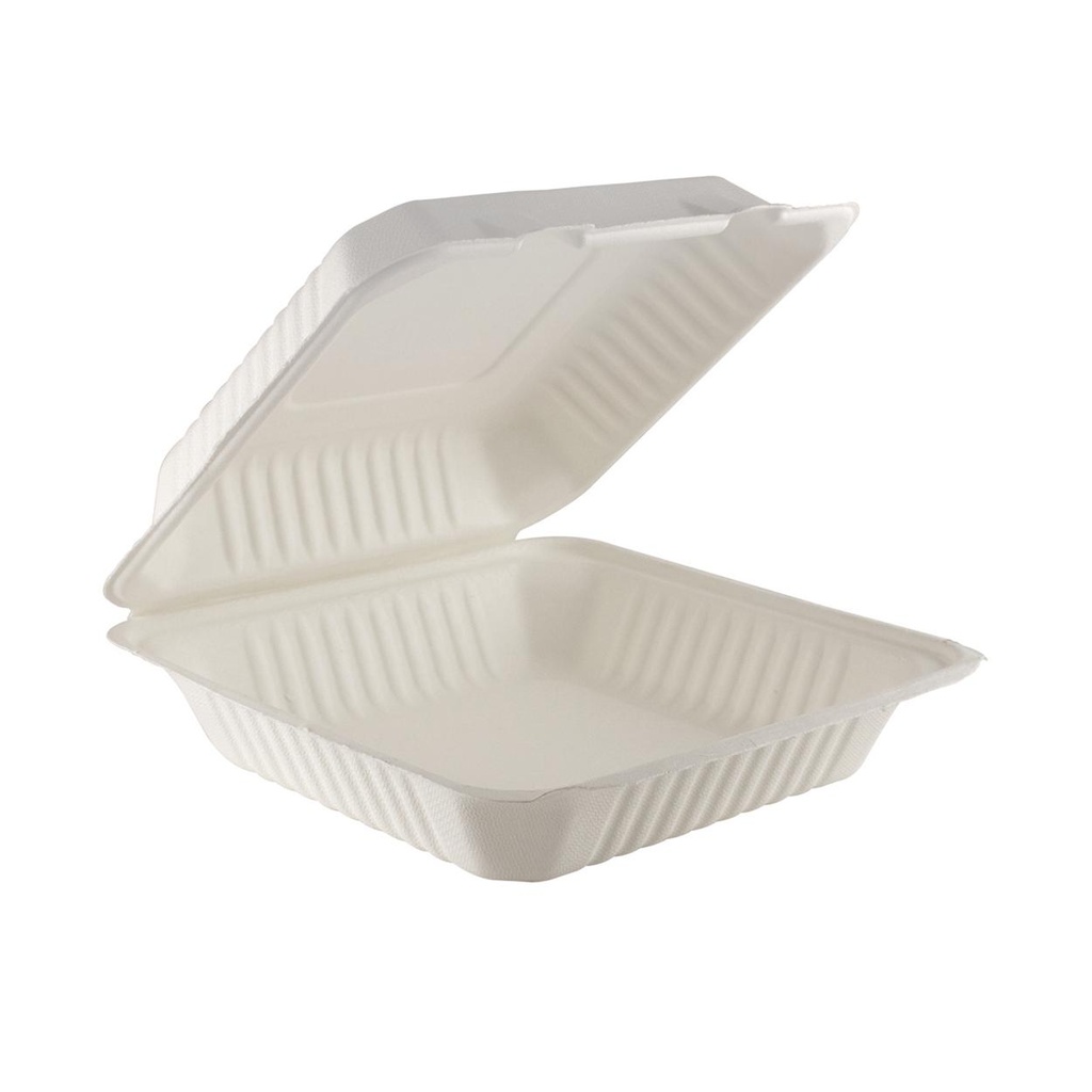 Molded fiber medium Tray 1-comp clam 8x8x3" (200pcs/cs) FH8811