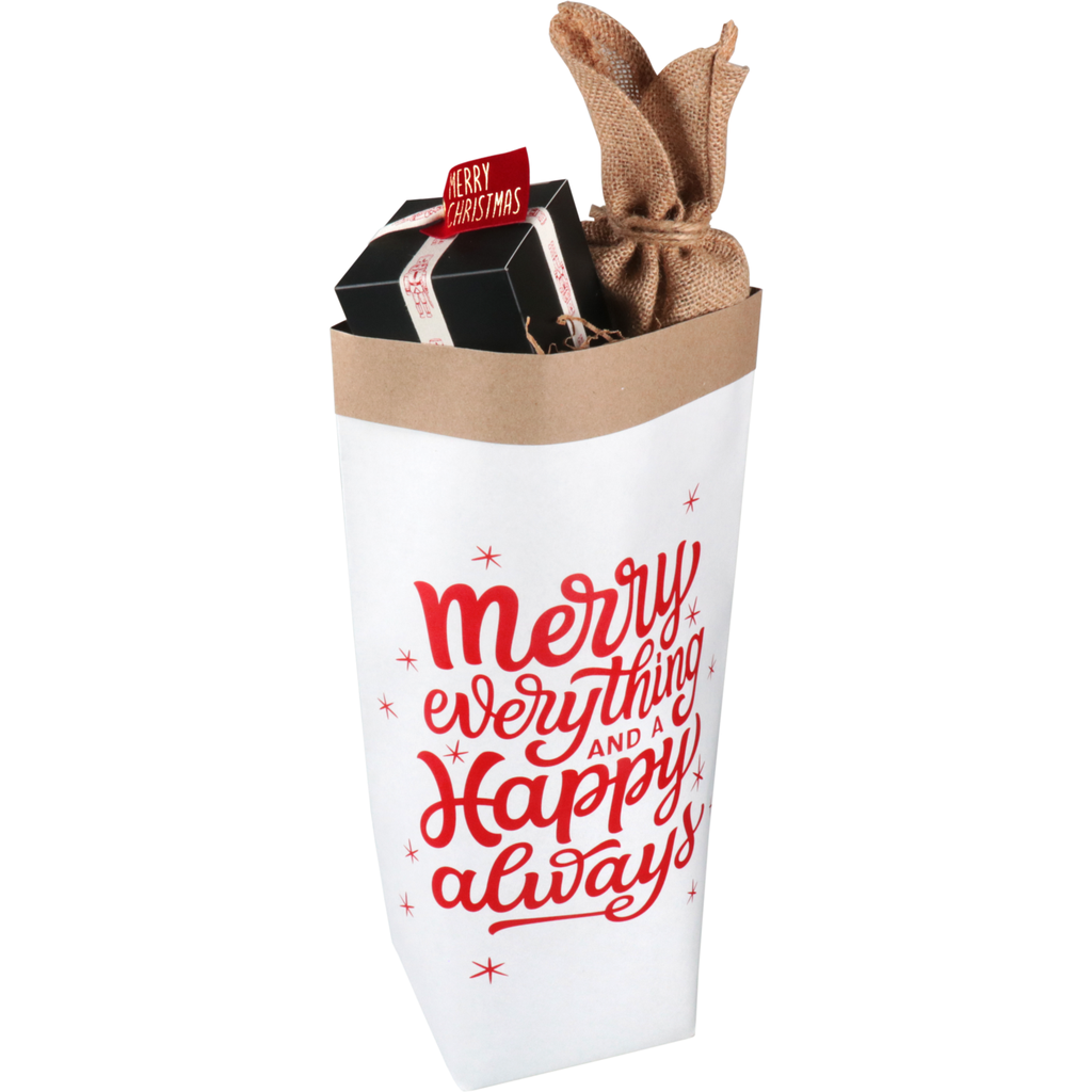 Cadeauzak "Merry Everything" 25x12x40+4cm (per stuk)