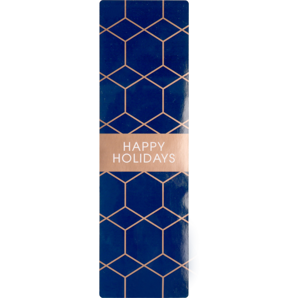 Sluitsticker Copper Hexagon 200x60mm (Blauw/Koper) Rol a 100 stuks.