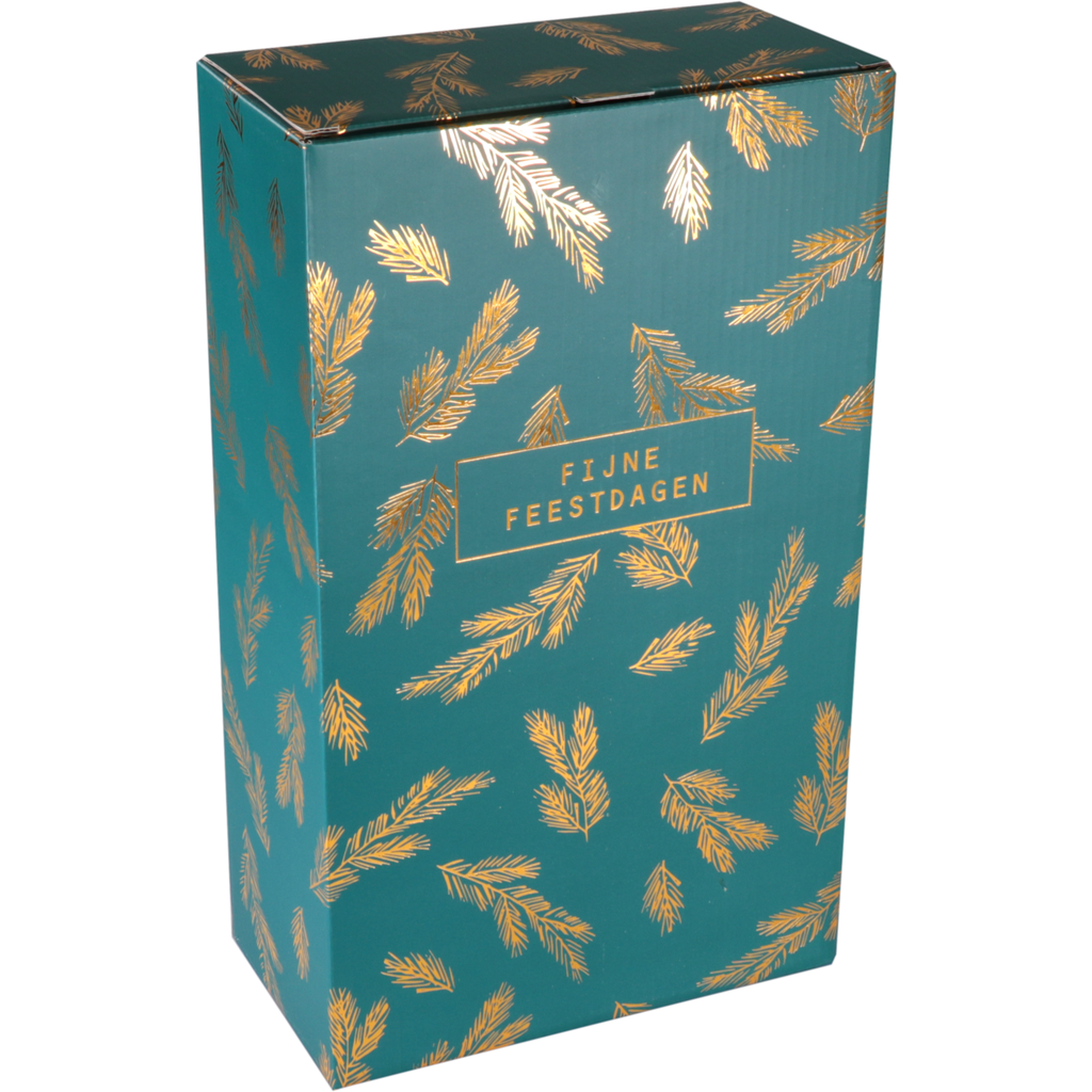 2-flesdoos "Dennentakje" 190x95x330mm Goud (per stuk)