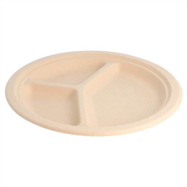 Plates 3 comp. "Bionic" Diam. 26cm Natural Bagasse (50st/pak)