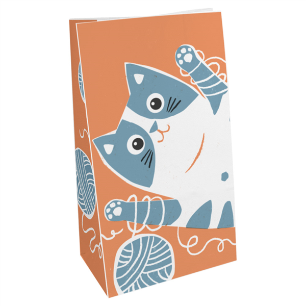 SOS Bag without Handles "Cat" 14+8x24cm White Cellulose (50st/pak)