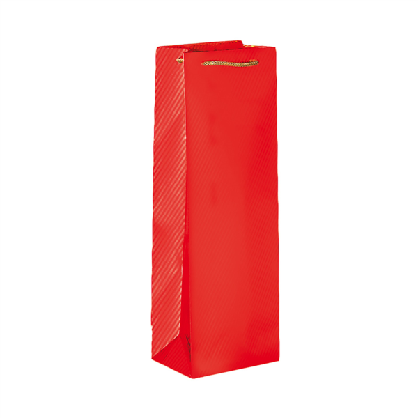 Wine Bag String Handle Red paper (per stuk)