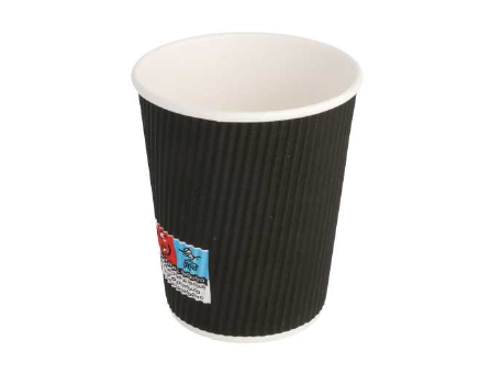 Hot Cup 8oz Coffee Ripple Black  (25pcs/pk)