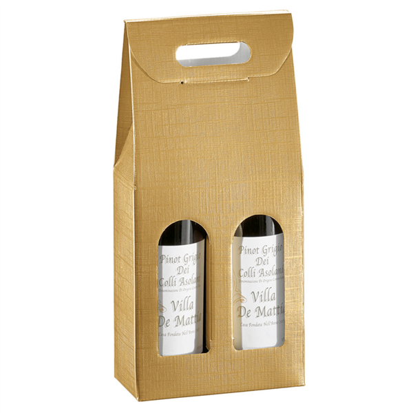 Winebottle box / Wijnflesdoos GOLD / Goud 2 bottles / 2 fles 18x9x34cm per unit