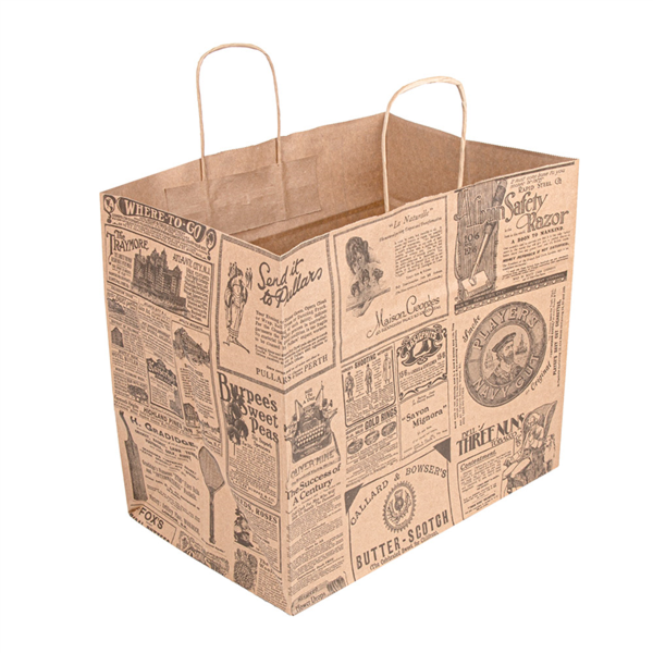 SOS Bags with Handles "Traiteur" Times 90GSM 32+21x28,5cm Natural Kraft (50st/pak)