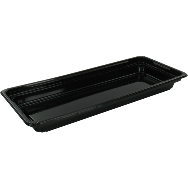Sushi tray zwart 212x91x21mm PET zwart 50st/pk