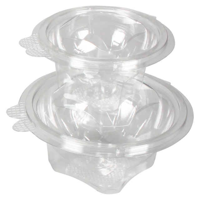 Saladebak / Salad container rond PET 750cc leakproof (50st/doos)