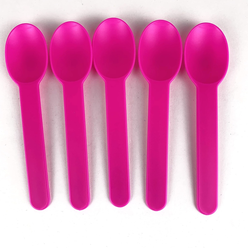 PP ijsLepel / Ice Cream Spoon (Yoghurt) 15cm Roze (50st/pk)