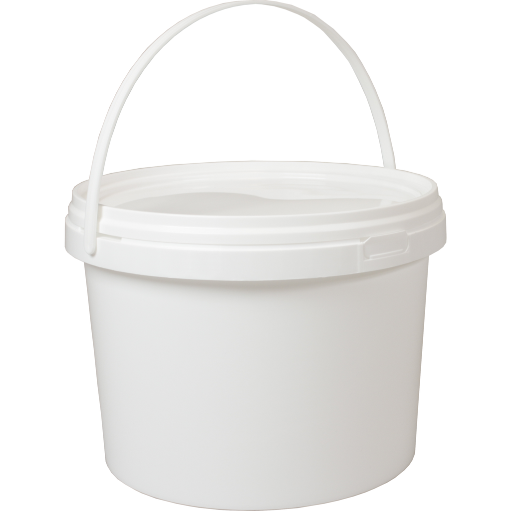 Emmer 5 liter rond wit + deksel per stuk