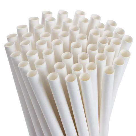 Paper Straw 7.75" WHITE unwrapped 250pcs /pack