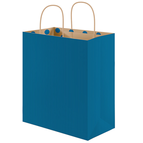 SOS Bags with handles Blue Kraft inside Polka Dots 32+16x31cm (50st/pak)