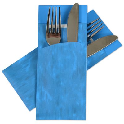 POCHETTO CUTLERY SLEEVE >Marble Aqua< 200x85mm with 33x33cm,2-ply  white napkin 130 pcs/pk