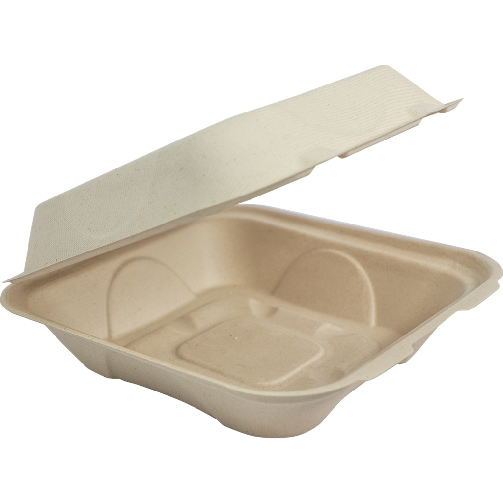 Fiber/ Bagasse Hoagie box 9x6x3" (50pcs/pk) World Centric..