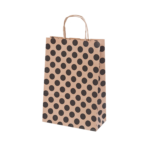 SOS bag with handles 20+10x29cm Natural Kraft Polka Dots (250st/doos)
