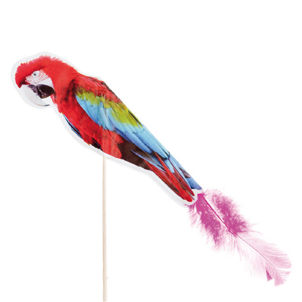 Ice Cream Decorations "Parrot with Feather" 20cm Assorted Wood (100st/doos)