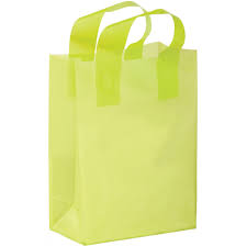 Fancy Frosted Bags with soft loop handles Fl Pistachio 5x3x7x3 S13018